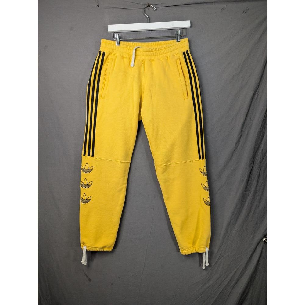 Adidas Originals Mens Yellow Trefoil Outline Sweatpants DV3149 Size M